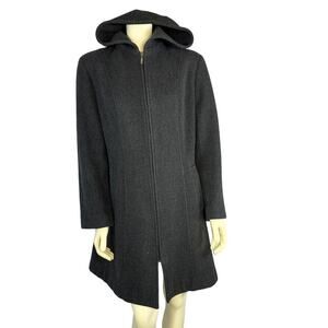 Vintage Donnybrook Y2K Hooded Charcoal Gray Coat zipper closing size 12